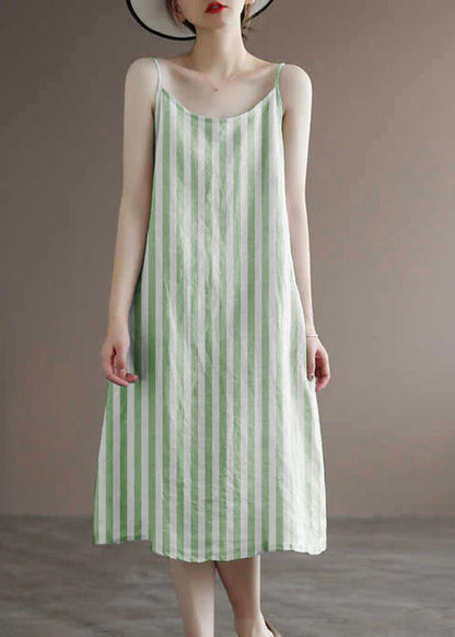 Linen Colour Spaghetti Strap Dress Sleeveless