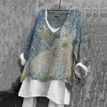 Vintage Fantasy Lace Bunny  Art Pattern Linen Blend Tunic artswardrobe