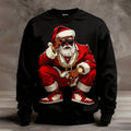 Comstylish Men's Christmas Santa Claus Print Crew Neck Long Sleeve Sweatshirt