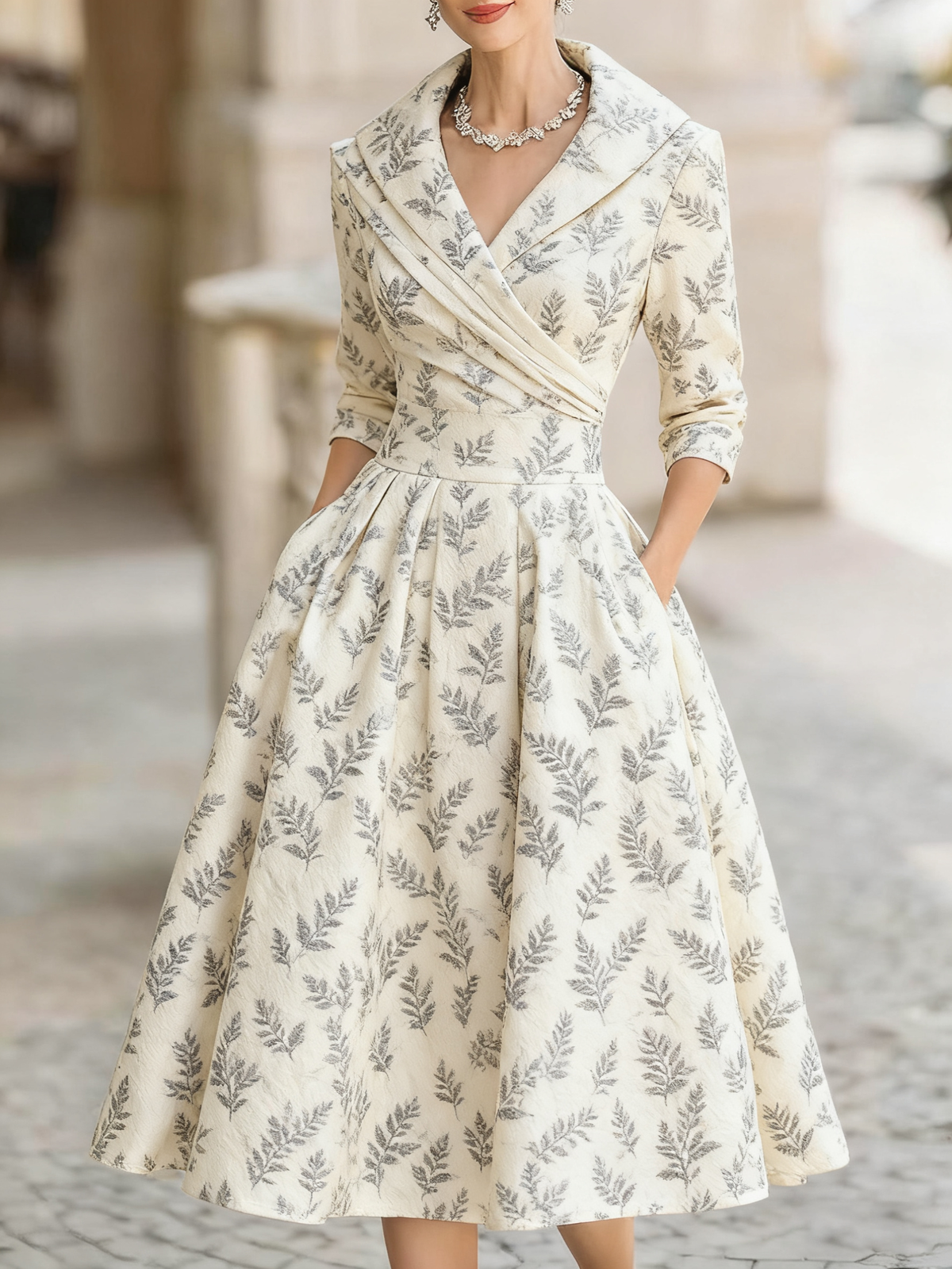 Women's romantic floral jacquard long dress