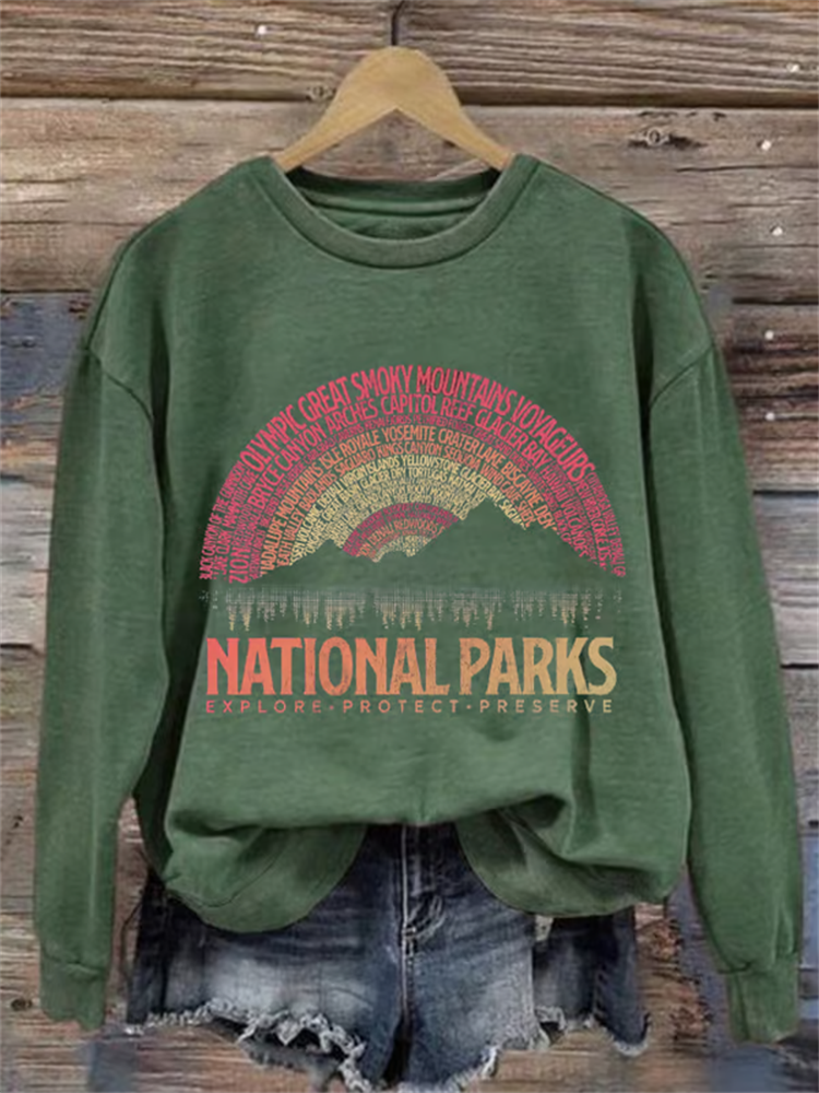 Comstylish Women's Hotspots 63 National Parks Explore, Protect, And Preserve Printed Casual Sweatshirts