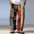 Vintage Floral Patchwork Graphic Linen Pants artswardrobe