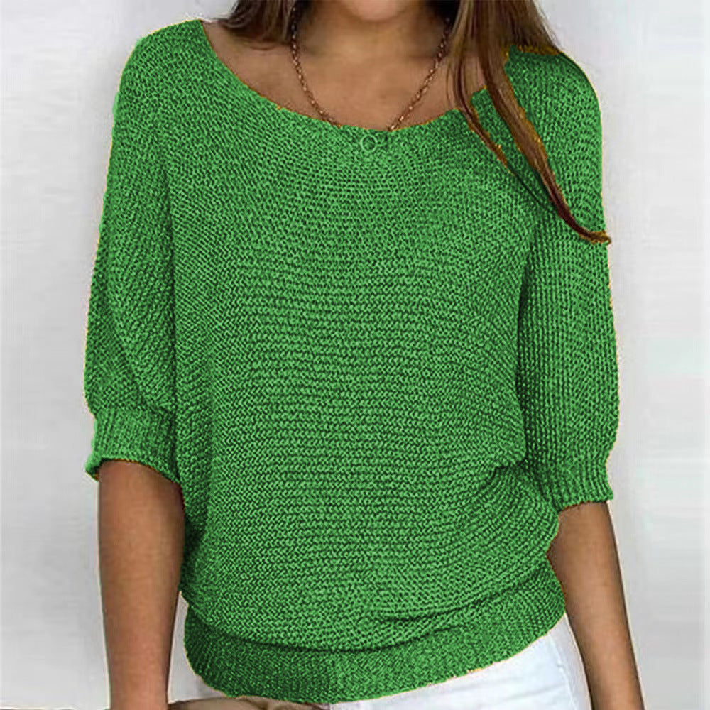 Vintage Solid Color V Neck Comfy Sweater elevenforest