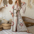 Women's Vintage Art  Linen V-neck Robe artswardrobe