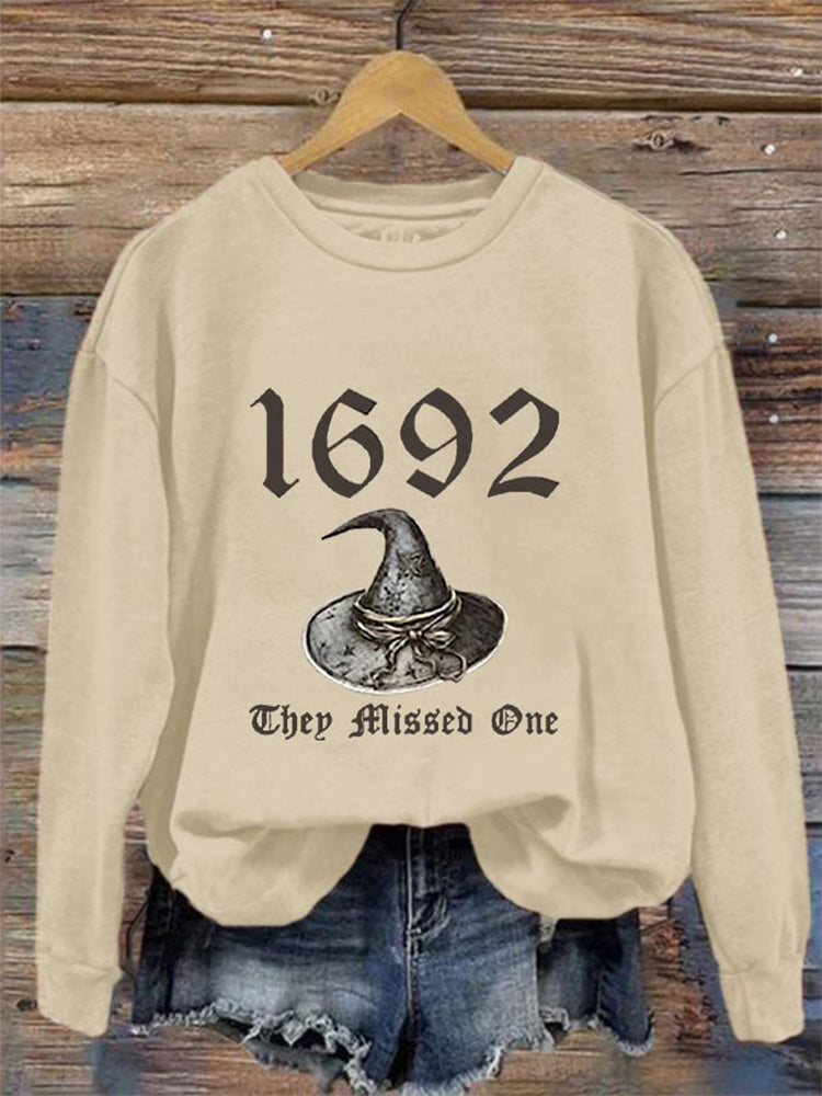 Comstylish Women's Halloween 1692 They Missed One Print Crew Neck Sweatshirt