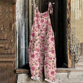 Women's Bohemian Floral Linen Jumpsuit artswardrobe