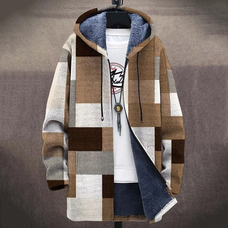 Men's Retro Geometric Plush Cozy Cardigan Sweater Jacket artswardrobe
