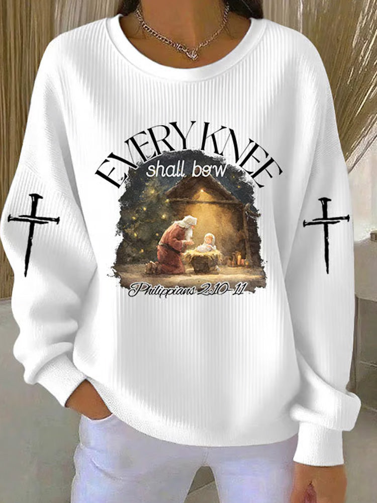 Comstylish Women's Every Knee Shake Print Crew Neck Sweatshirt