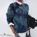 Fashion Abstract Print Loose Long Sleeve Top elevenforest