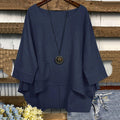 Women's Solid Color Linen Loose Irregular Shirt artswardrobe