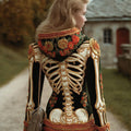 Comstylish Women's Halloween Human Anatomy And Flower Art Embroidery Hoodie