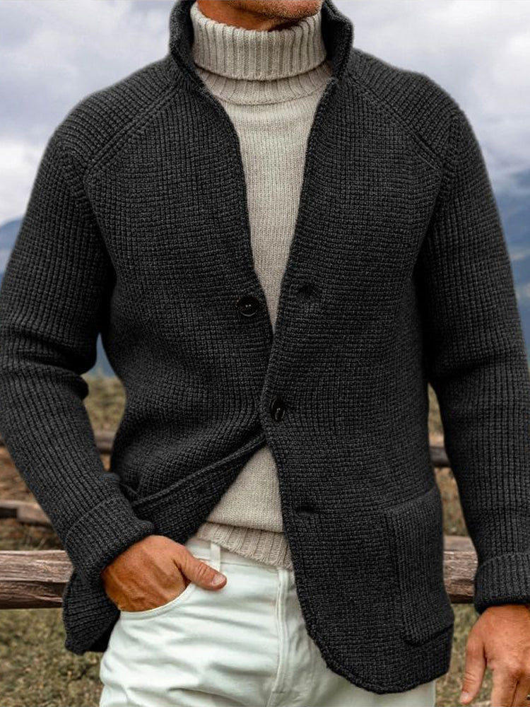 Men's Vintage Solid Color Cozy Sweater Cardigan artswardrobe