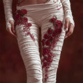 Comstylish Halloween Bloody Roses Tangled Bandages Cozy Knit Leggings