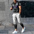 Trendy Gradient Star Kitten Print Short Sleeve T-Shirt And Pants Co-Ord elevenforest
