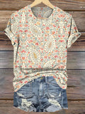 Vintage Paisley Floral Art Print Casaul Short Sleeve T-shirt