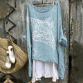 Comstylish Batomorphi Tropical Floral Lino Art Flowy Linen Tunic