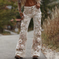 Women's Classic Rose Floral Embroidery Art Loose Jeans artswardrobe