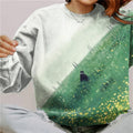 Cat Print Round Neck Long Sleeve Sweatshirt elevenforest