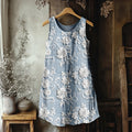Vintage Floral Lace Embroidered Linen Blend Tank Dress artswardrobe