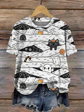Comstylish Women's Halloween Mummy Print T-Shirt