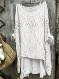 Comstylish Classy Floral Lace Embroidered Oversize Linen Blend Tunic