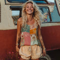 Countryside Style Collection Classy Patchwork Floral Pattern Art Linen Tank Top artswardrobe