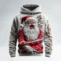 Comstylish Men's Christmas Santa Claus Japanese Katana Print Knit Hoodie