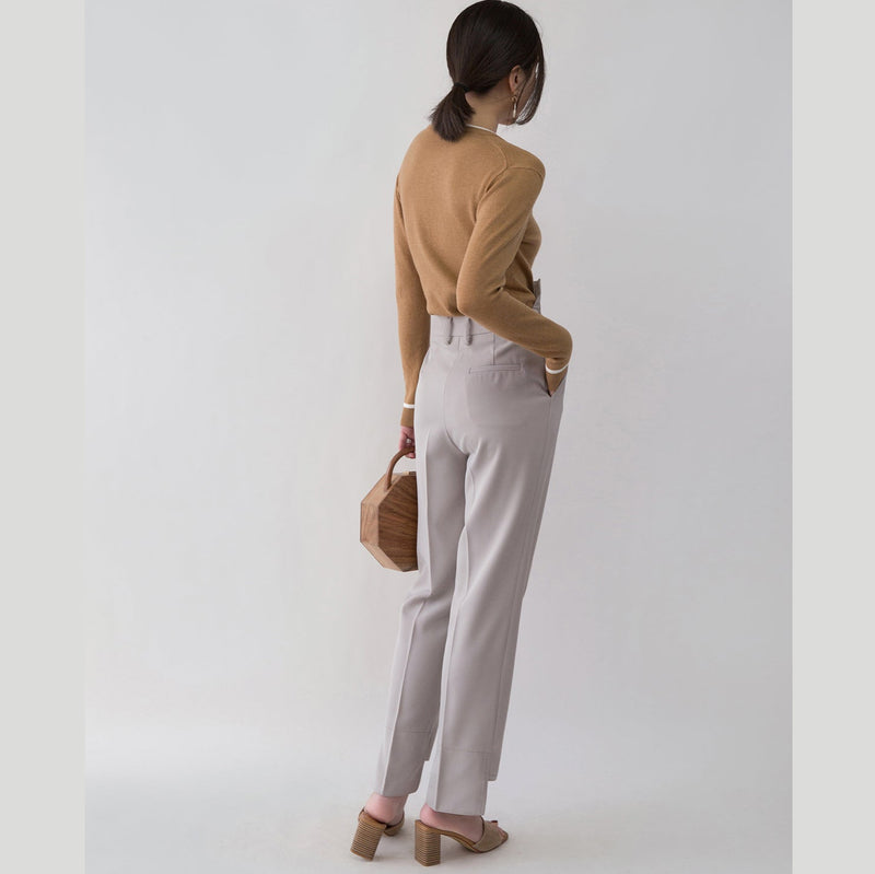 Chunky Brown Knit Tops Fall V Neck Knitted Blouses Fine Side Open Sweaters