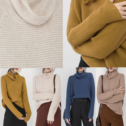 Chunky Yellow Cozy Sweater Oversized High Neck Sweaters Boutique Baggy Winter Sweater