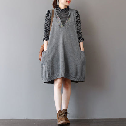 Cozy Green Sweater Dress Sleeveless Pullover Sweater Hooded Dress