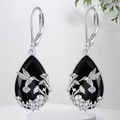 Black Onyx Bird Dangle Earrings