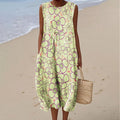 Women's Vintage Floral Art Print Sleeveless Casual Dress artswardrobe