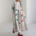 Comstylish Fish Printed Loose Midi Dress