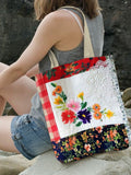 Vintage Boho Floral Art Canvas Bag artswardrobe