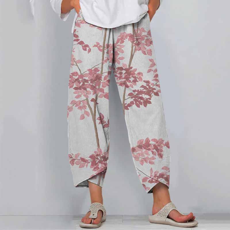 Comstylish Floral Print Loose Casual Pants