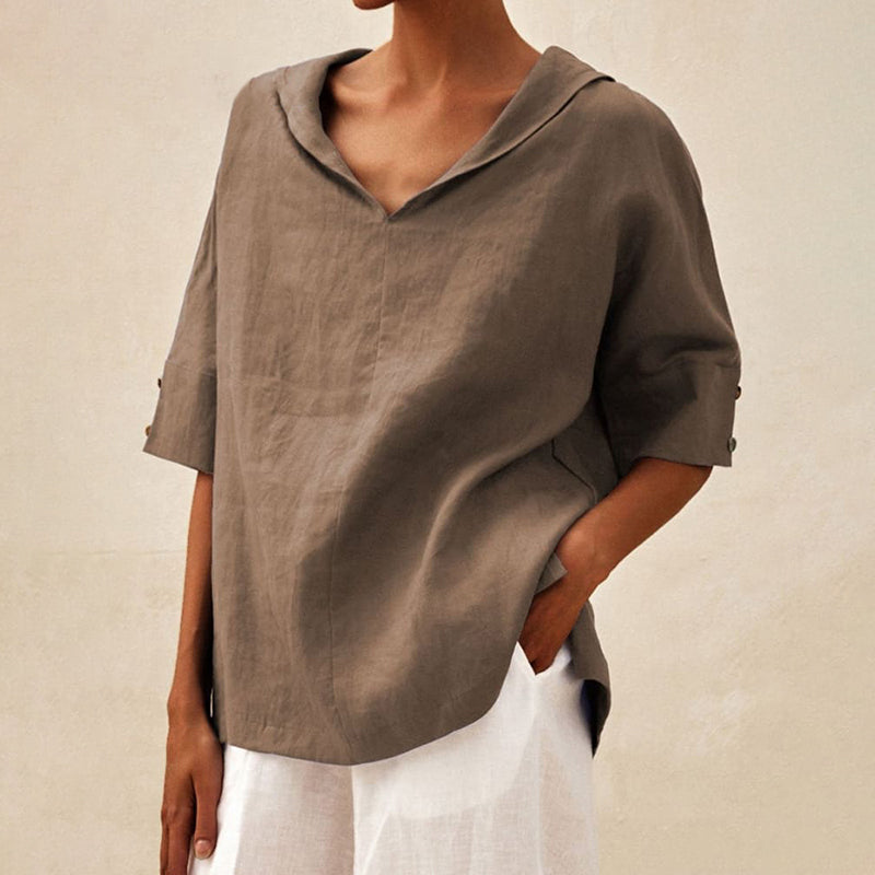 Comstylish Women's Casual Linen V-Neck Shirt