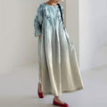 Comstylish Japanese Bamboo Gradient Art Linen Blend Maxi Dress