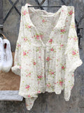 Vintage Roses Floral Buttonthrough Linen Blouse artswardrobe
