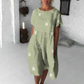Comstylish Vintage Flowers Japanese Flowy Midi Dress