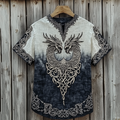 Men's Viking Celtic Knot Wolf Head Linen Shirt artswardrobe