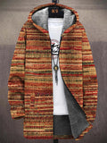 Men's Vintage Striped Knitted Pattern Cozy Hooded Coat elevenforest