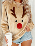 Cute Christmas Reindeer Cozy Flannel Sweatshirt