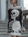 Halloween Anatomy Art Gothic Black And White Knitted Dress artswardrobe