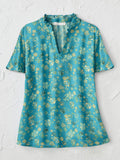 Women's Casual Floral Print Cotton T-shirt artswardrobe