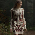 Comstylish Women's Halloween Sequined Skull Pattern Comfortable Knit Mini Skirt