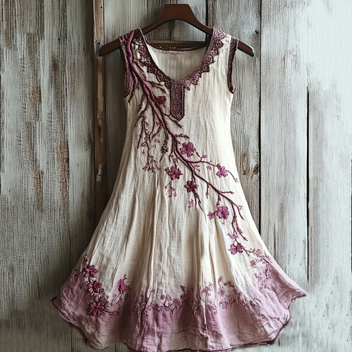 Vintage Celtic Knot With Cherry Blossoms Pattern Linen Tank Dress artswardrobe