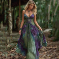 Women's Vintage Floral Gradient Maxi Dress artswardrobe