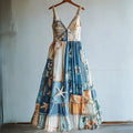 Boho Starfish & Sea Shells Embroidered Patchwork Maxi Dress artswardrobe