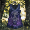 Boho Viking Tribal Celtic Knot Life Of Tree Patchwork Art Sleeveless Tank Top artswardrobe