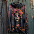 Comstylish Day Of The Dead Sugar Skull Woman Floral Gradient Hoodie